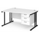 Maestro Cantilever Leg Wave Desk with Three Drawer Pedestal